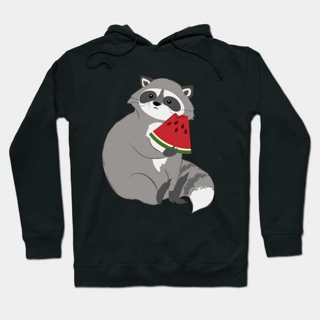 Cute raccoon with watermelon Hoodie by in_pictures